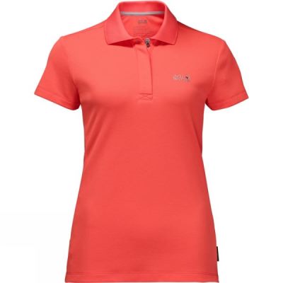 Polo Jack Wolfskin Three Towers Mujer - Coral - Chile FZO831269